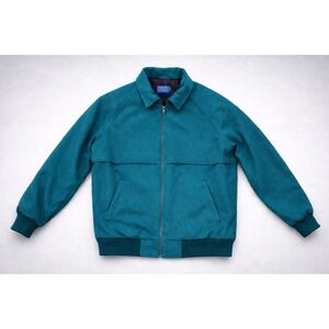 Vintage Pendleton Mens Wool Jacket Green Zip Front Lined USA Size Large